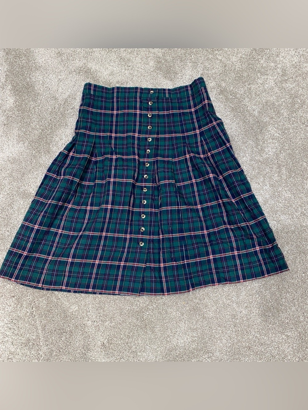 Vintage Abercrombie And Fitch Green Plaid Skirt Size 8 Wool Blend Pleated Rare